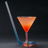 Creative 100ml High Quality Lead-Free Handcraft Blowing Martini/ Cocktail Glass Cup with Spiral Stra
