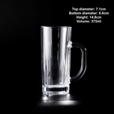 375ml Thick Bottom Heat-Resistant Glass Beer Mug Water Glass with Handle